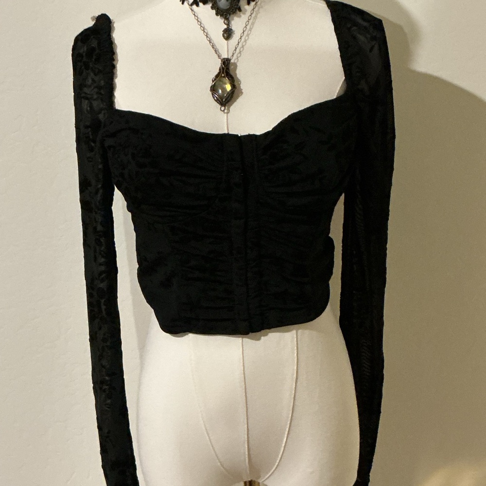 Windsor Black lace long sleeve top